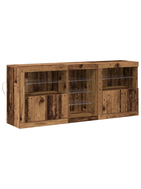Bufete ar led gaismām novecinātā koksnē 162x37x67 cm