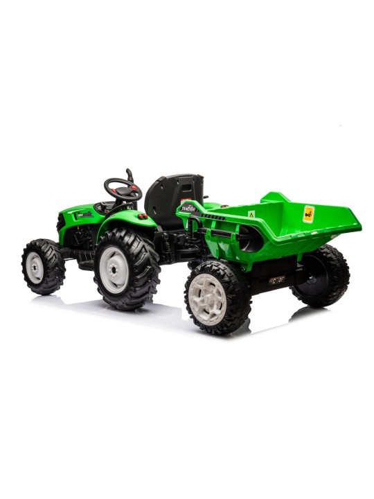 HC-306 Elektriskais traktors kopā ar ar piekabi Zaļš 24V