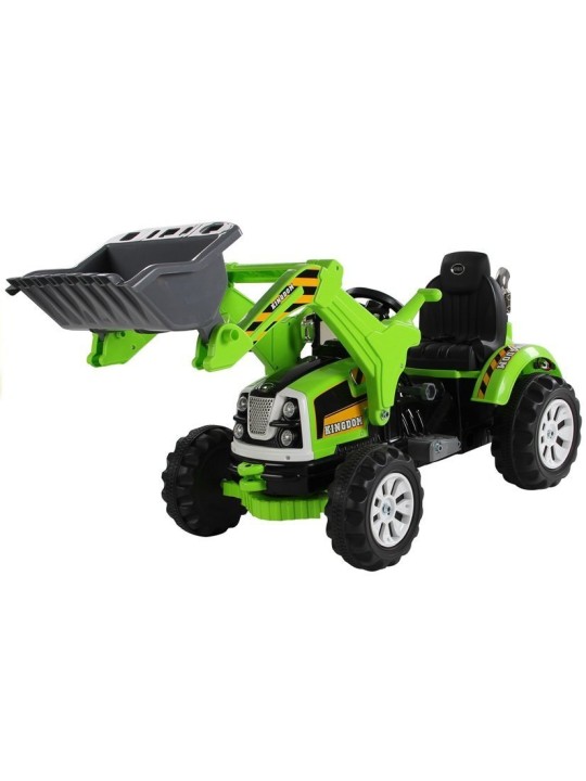 Elektriskais Traktors Bērnuz ar kausi Ekskavators Zaļš