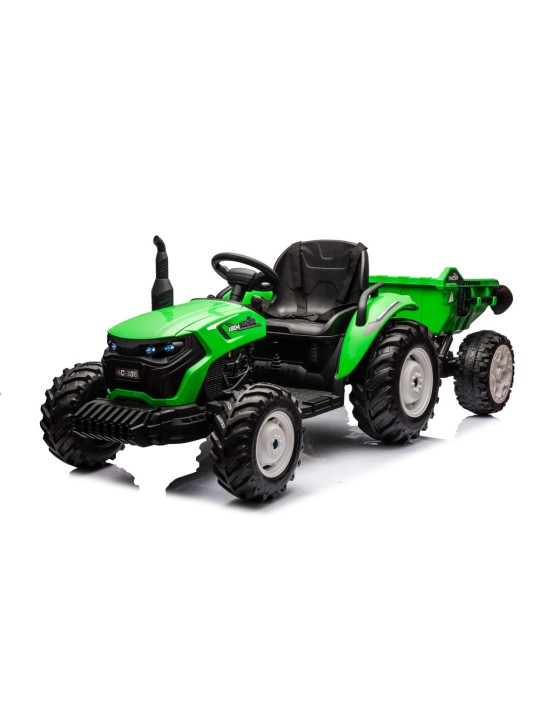 HC-306 Elektriskais traktors kopā ar ar piekabi Zaļš 24V