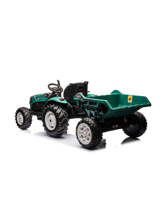 HC-306 Elektriskais traktors kopā ar ar piekabi Zaļš 24V