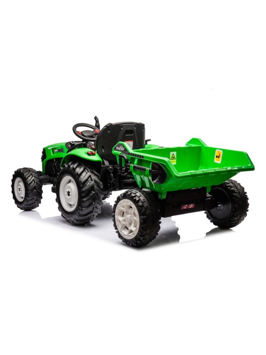 HC-306 Elektriskais traktors kopā ar ar piekabi Zaļš 24V