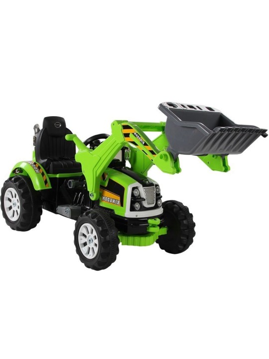 Elektriskais Traktors Bērnuz ar kausi Ekskavators Zaļš