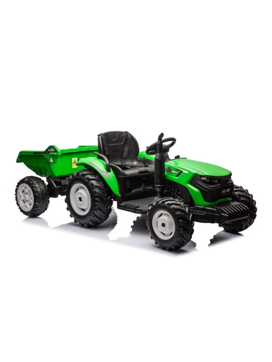 HC-306 Elektriskais traktors kopā ar ar piekabi Zaļš 24V
