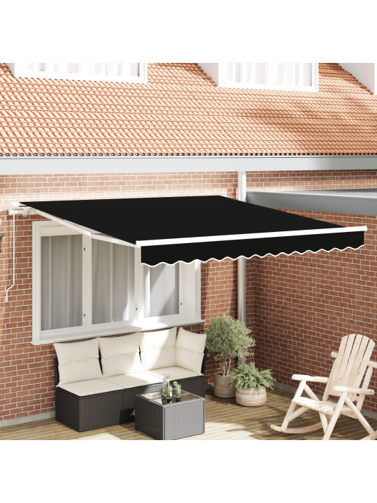 Manuālais iebīdāms nojume melns 300x250 cm