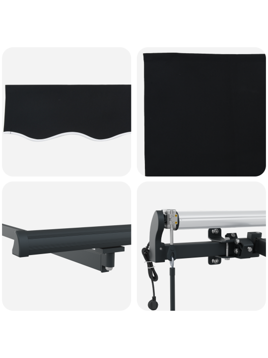 Automātiska iebīdāmā nojume melnā 300x250 cm