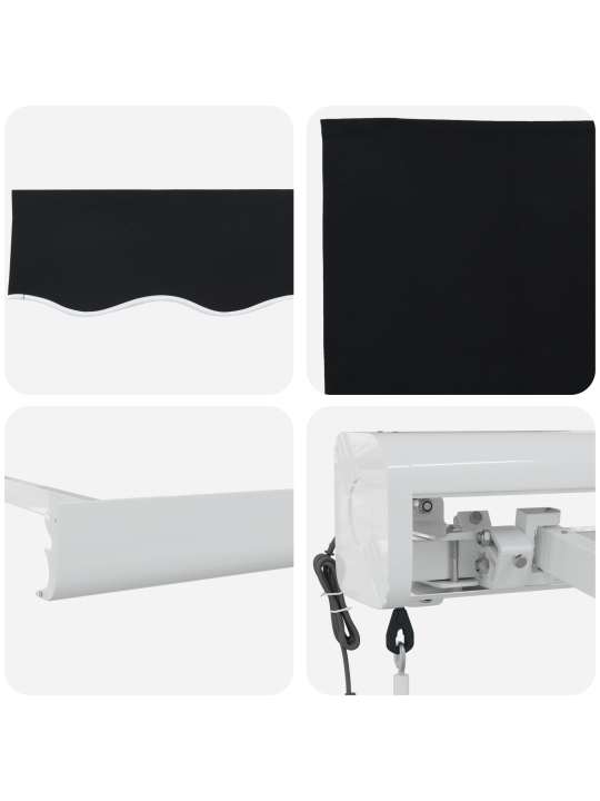 Melna 300 x 250 cm automātiskā ievelkamā nojume