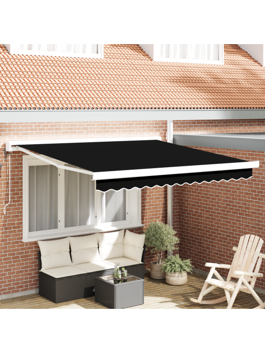 Melna 300 x 250 cm automātiskā ievelkamā nojume