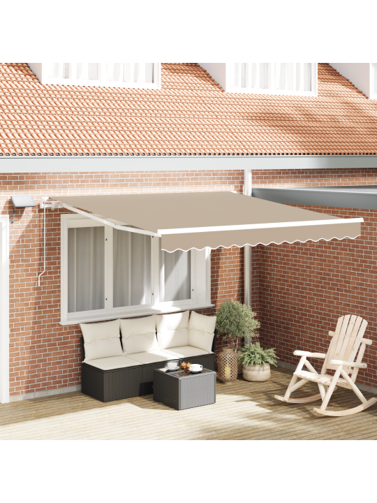 Manuālā iebīdāmā nojume ar led bēšā krāsā 300x250 cm