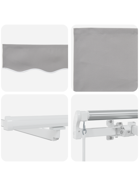 Manuālā izvelkamā nojume ar led gaismas pelēka 300x250 cm