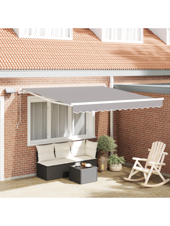 Manuālā izvelkamā nojume ar led gaismas pelēka 300x250 cm