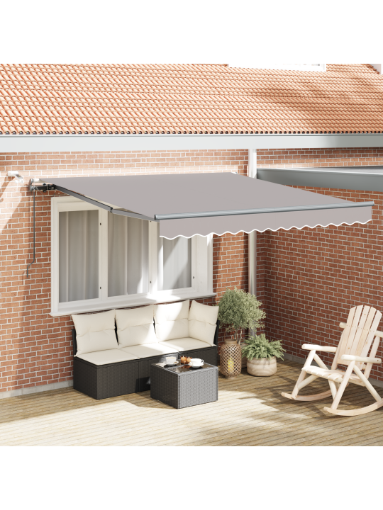 Automātiskā ievelkamā nojume ar led gaismu gaiši pelēkā 300x250 cm