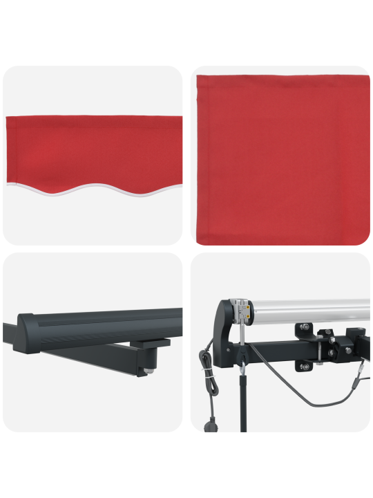 Automātiskā iebīdāmā nojume ar led sarkana 300x250 cm