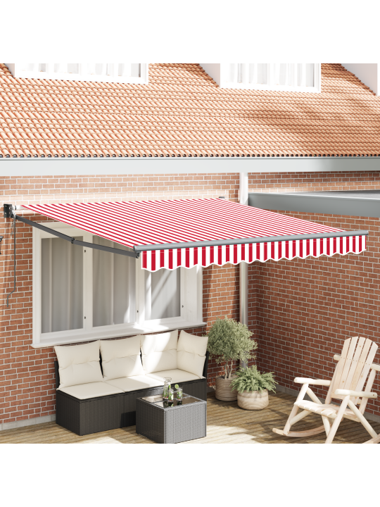 Automātiskā iebīdāmā nojume sarkana un baltā svītra 350x250 cm