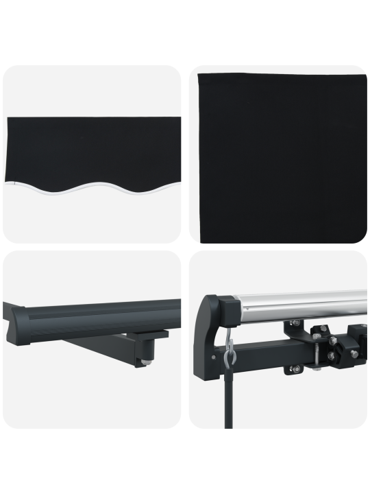Manuālā iebīdāmā nojume melna 350x250 cm