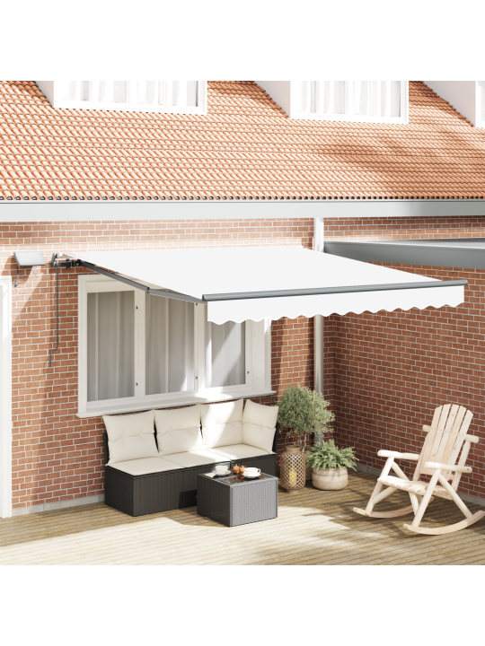 Manuālā iebīdāmā nojume ar led balta 350x250 cm