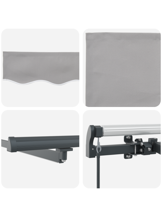 Manuālā iebīdāmā nojume ar led gaiši pelēka 350x250 cm