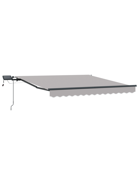 Manuālā iebīdāmā nojume ar led gaiši pelēka 350x250 cm