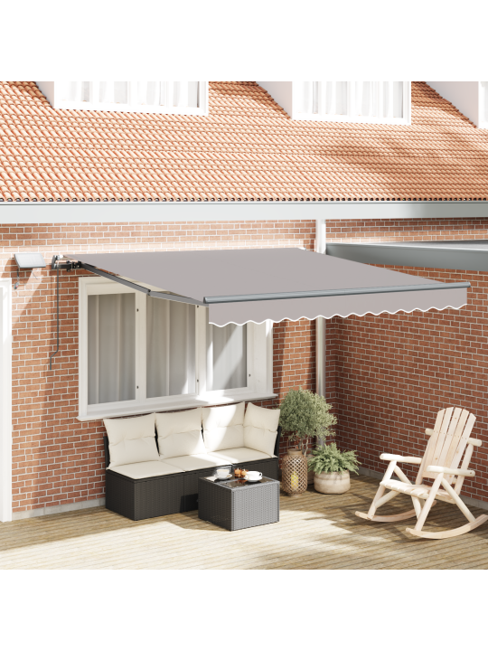 Manuālā iebīdāmā nojume ar led gaiši pelēka 350x250 cm