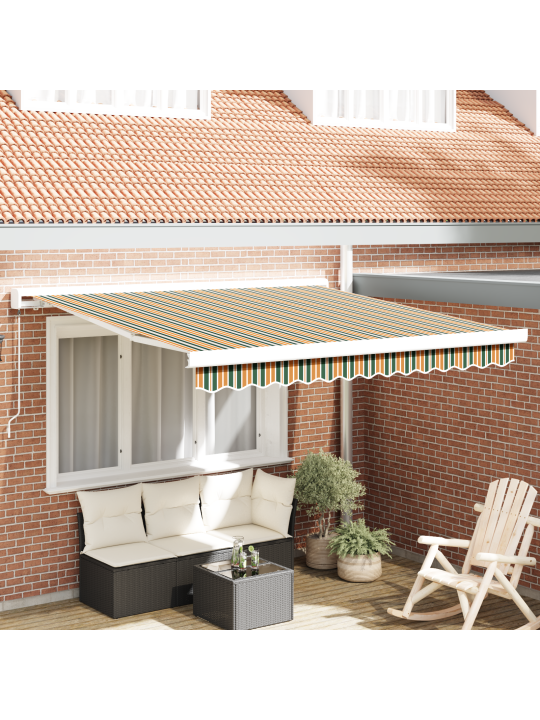 Manuālā ievelkama nojume zaļš un dzeltens 350x250 cm