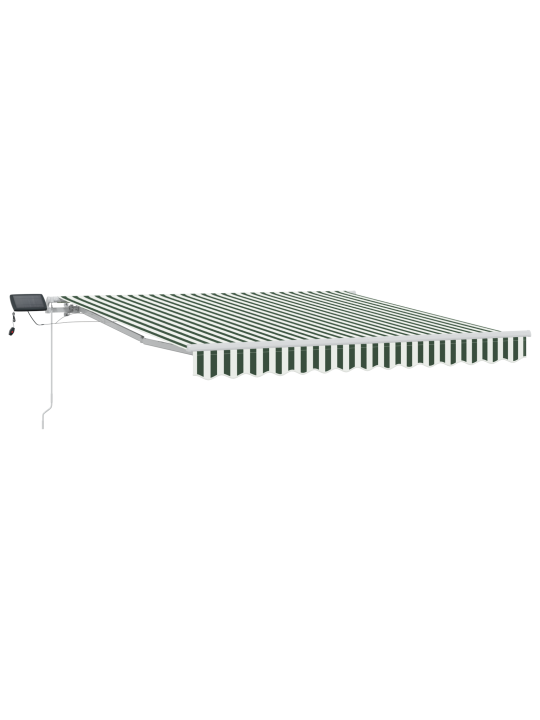 Manuālā iebīdāmā nojume ar led zaļā un baltā 350x250 cm