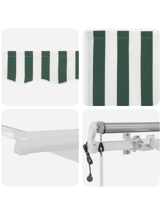 Automātiskā iebīdāmā nojume zaļā un baltā krāsā 350x250 cm