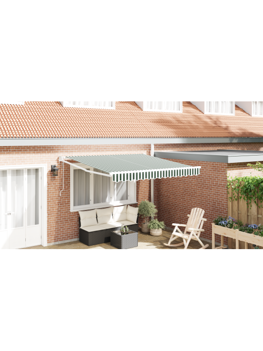 Automātiskā ievelkamā nojume zaļa un balta 350x250 cm