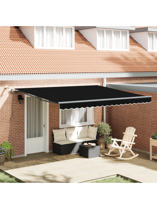 Automātiskā atslegamā nojume ar led melna 400x300 cm