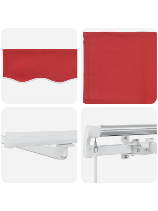 Manuālā ievelkamā nojume ar led sarkans 400x300 cm