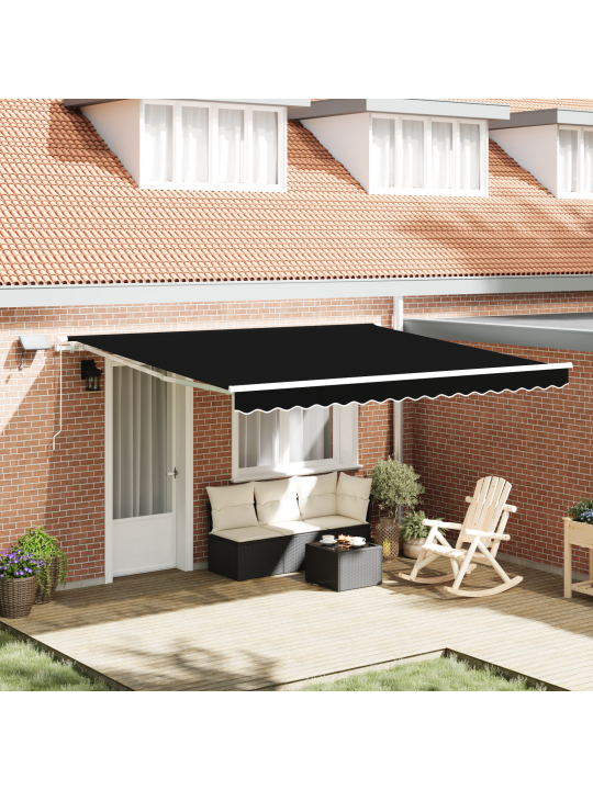 Manuālā ievilkama nojume ar led melna 400x350 cm