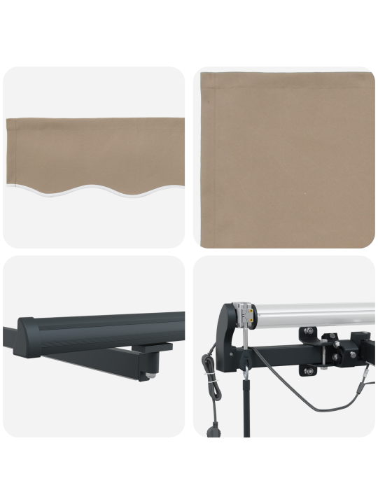 Automātiskā ievelkamā nojume ar led bēša 400x350 cm