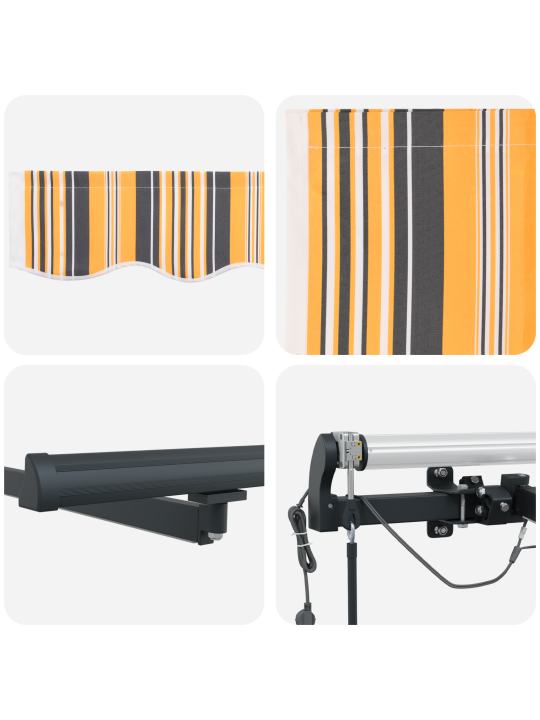 Automātiskā izvelkamā nojume ar led daudzkrāsainām svītrām 500x300 cm