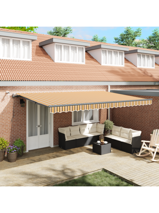 Automātiskā izvelkamā nojume ar led daudzkrāsainām svītrām 500x300 cm