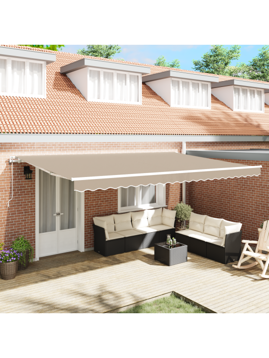 Vidaxl automātiskā ievilkama nojume bēža 500x300 cm, vidaxl nojumes nomaiņas audums 5x3 m rāmim bēšā