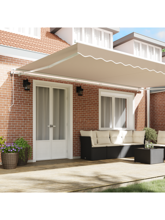 Vidaxl automātiskā ievilkama nojume bēža 500x300 cm, vidaxl nojumes nomaiņas audums 5x3 m rāmim bēšā