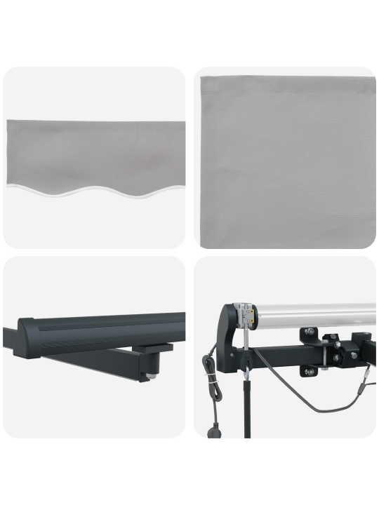 Automātiskā iebīdāmā nojume ar led gaiši pelēka 500x300 cm