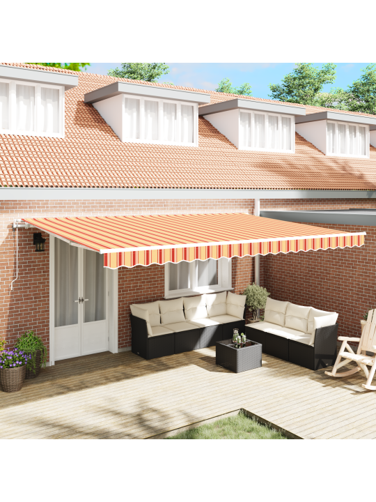 Automātiskā ievelkama nojume dzeltenā un oranžā krāsā 500x350 cm