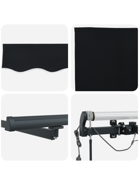 Automātiskā ievelkamā nojume ar led melna 500x350 cm