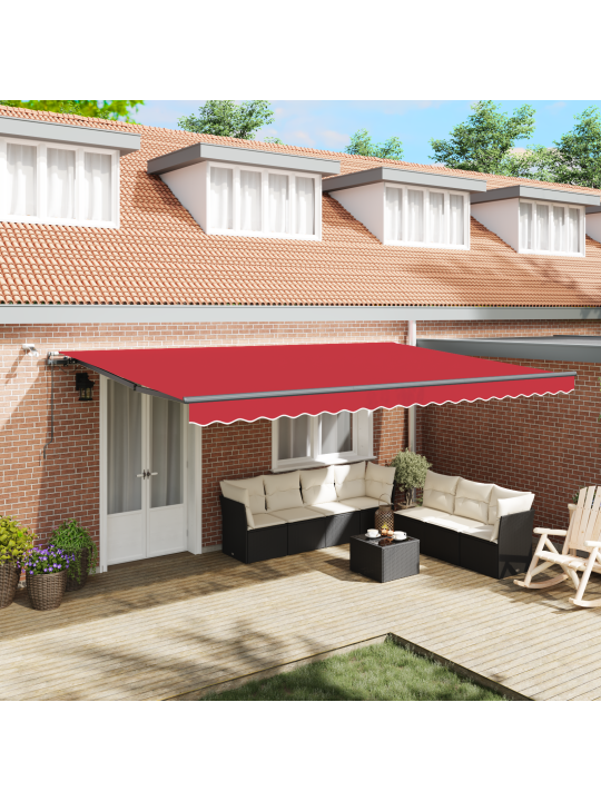 Automātiskā ievelkamā nojume ar led sarkana 500x350 cm