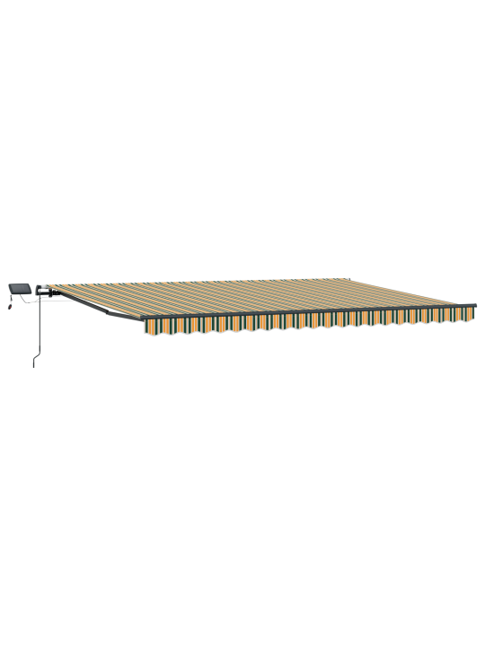 Manuālā ievelkamā nojume ar led zaļa un dzeltena 500x350 cm