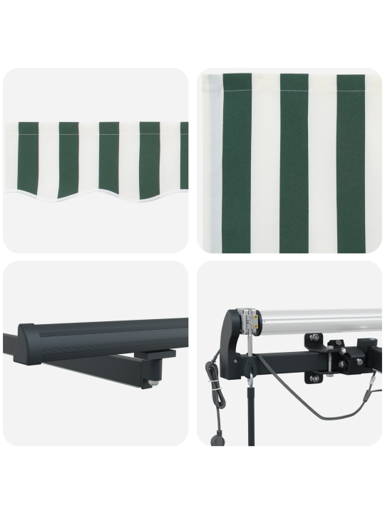 Automātiskā iebīdāmā nojume ar led zaļā un baltā 500x350 cm
