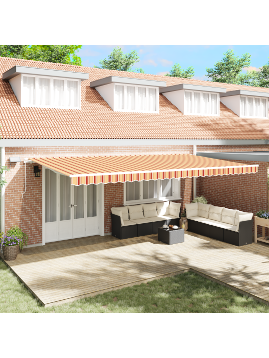 Manuālā ievilkama nojume ar led, dzeltena un oranža, 600x300 cm
