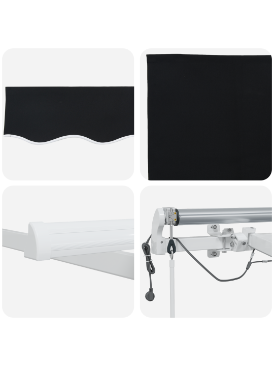 Automātiska iebīdāma nojume ar led melnā krāsā 600x300 cm