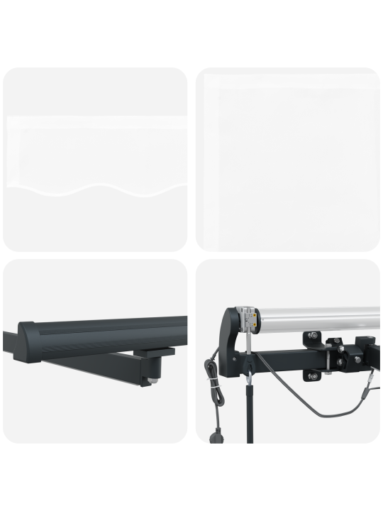 Automātiskā iebīdāmā nojume ar led balta 600x300 cm