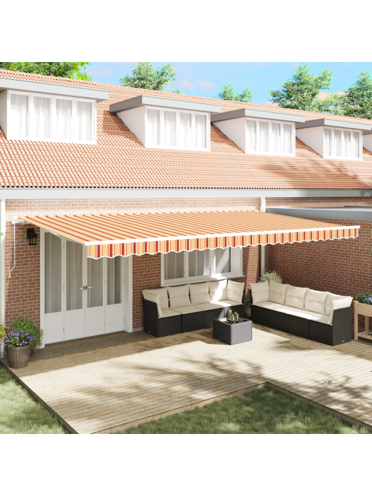 Manuālā ievelkamā nojume dzeltena un oranža 600x350 cm