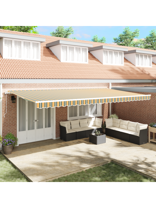 Automātiskā ievelkamā nojume zaļā un dzeltenā krāsā 600x350 cm