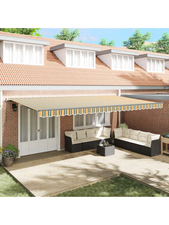 Manuālā izejamā nojume zaļa un dzeltena 600x350 cm