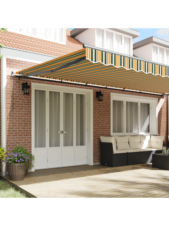 Manuālā izejamā nojume zaļa un dzeltena 600x350 cm
