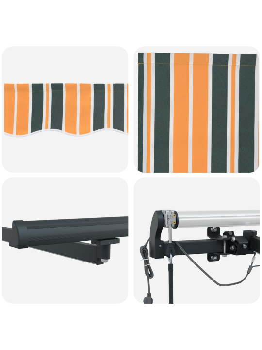Automātiskā iebīdāmā nojume ar led zaļā un dzeltenā krāsā 600x350 cm