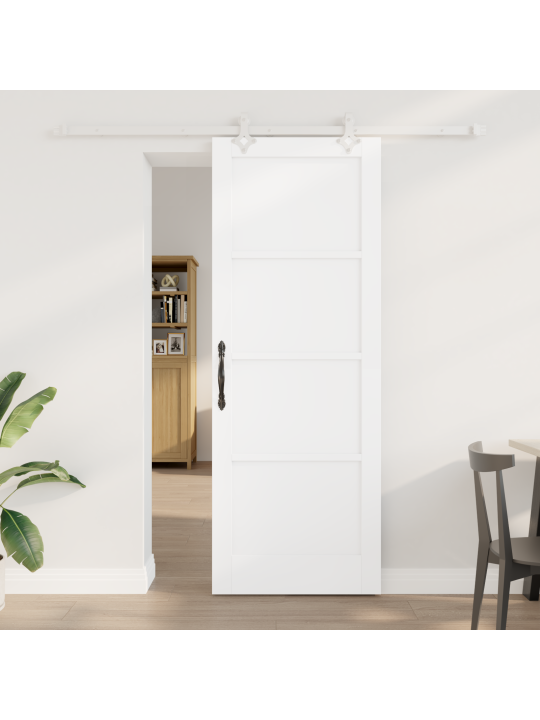Bīdāmās durvis ar montāžas komplektu baltas 78x211 cm masīvkoks priežu